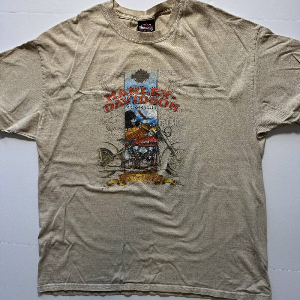 Vintage Y2K 2004 Harley Davidson Motorcycles Legendary Brandon FL XL Cream Shirt